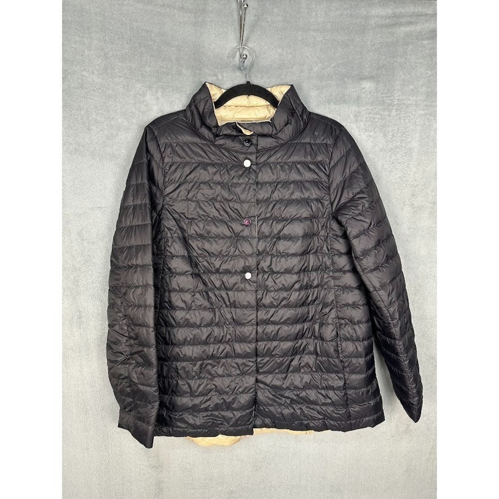 Cotes Of London Jacket Women Medium Black Gold Reversible Down 750FP Puffer Coat